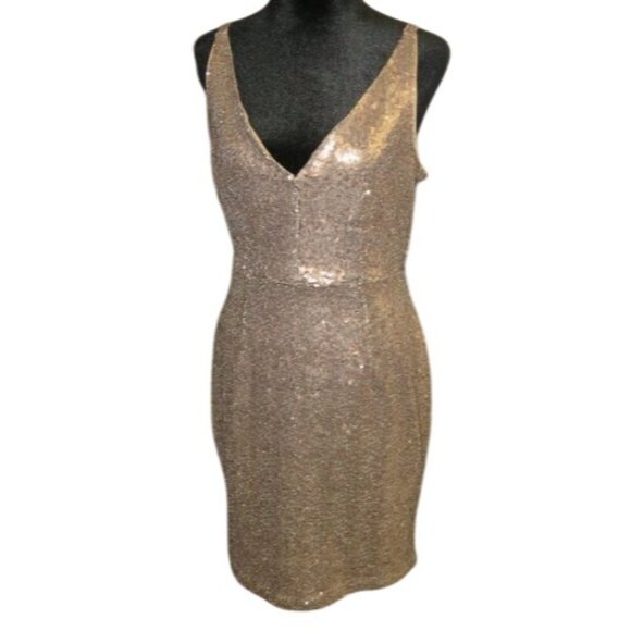#LoveLulus Gold Sequin Lulu's Shiny Nightlife Cocktail Mini Embellished Dress - Picture 2 of 13